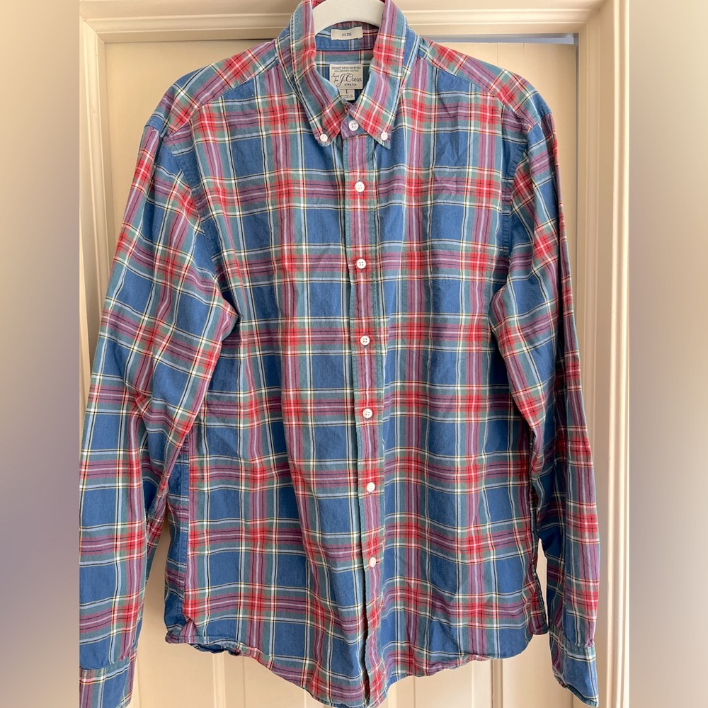 J. Crew Men’s Poplin Button Down Shirt - Slim Fit, Large